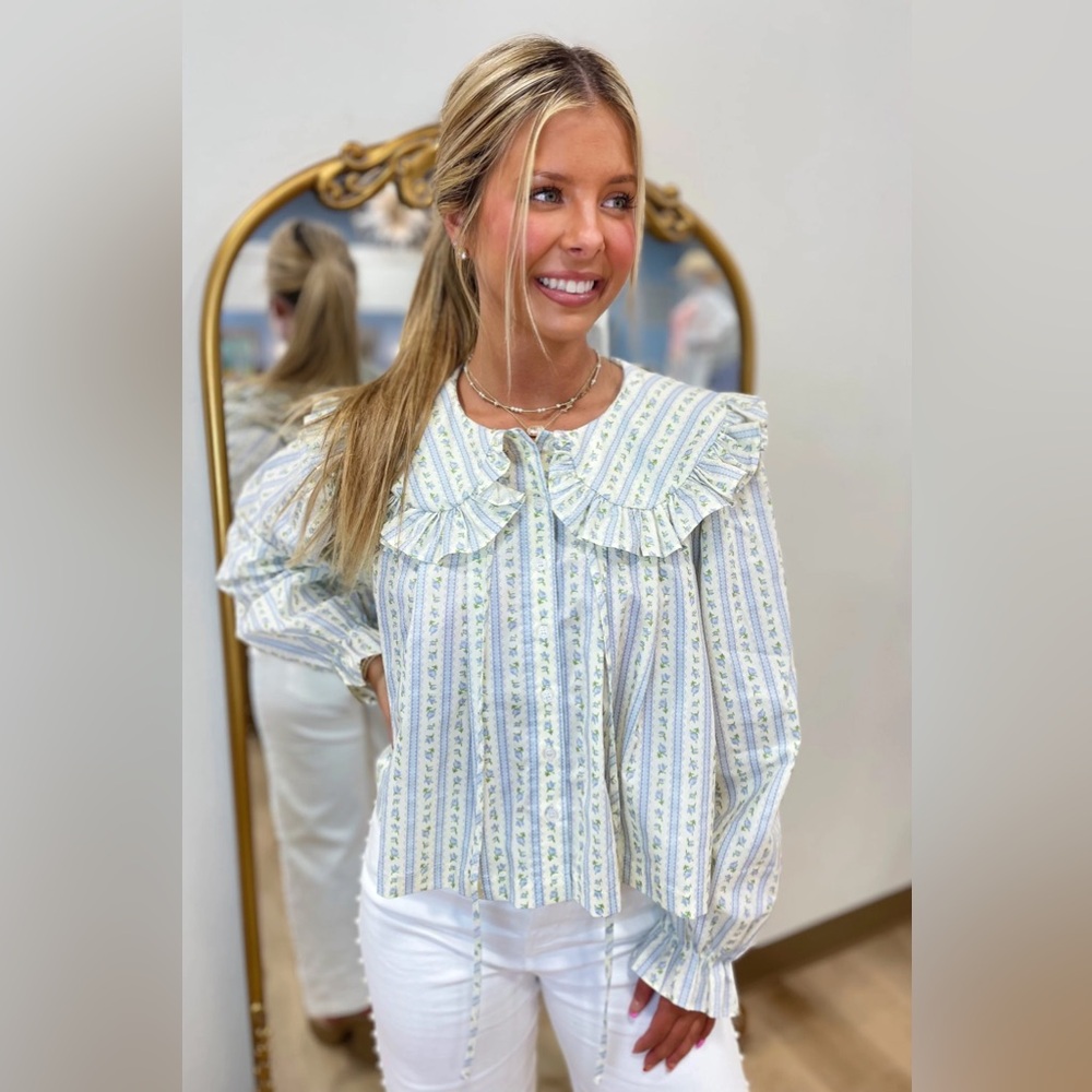 Mable Brand From Anthropologie Floral Button Down With Oversized Collar Size M